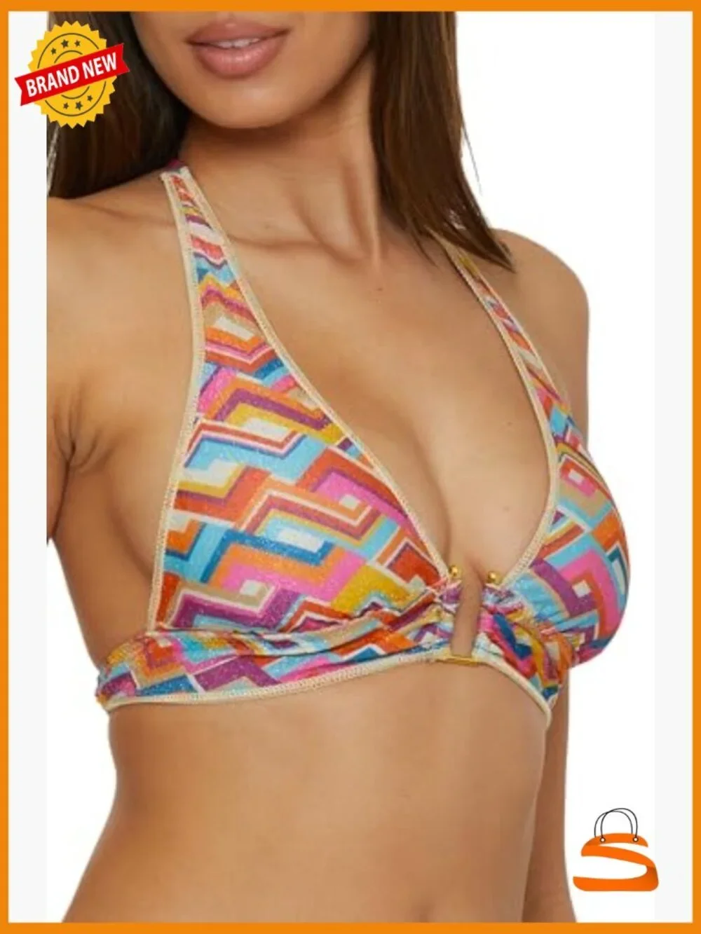 Medium Halter Bikini Top with Adjustable Ties and Removable Cups